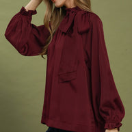 Etta Tie Neck Ruffle Blouse