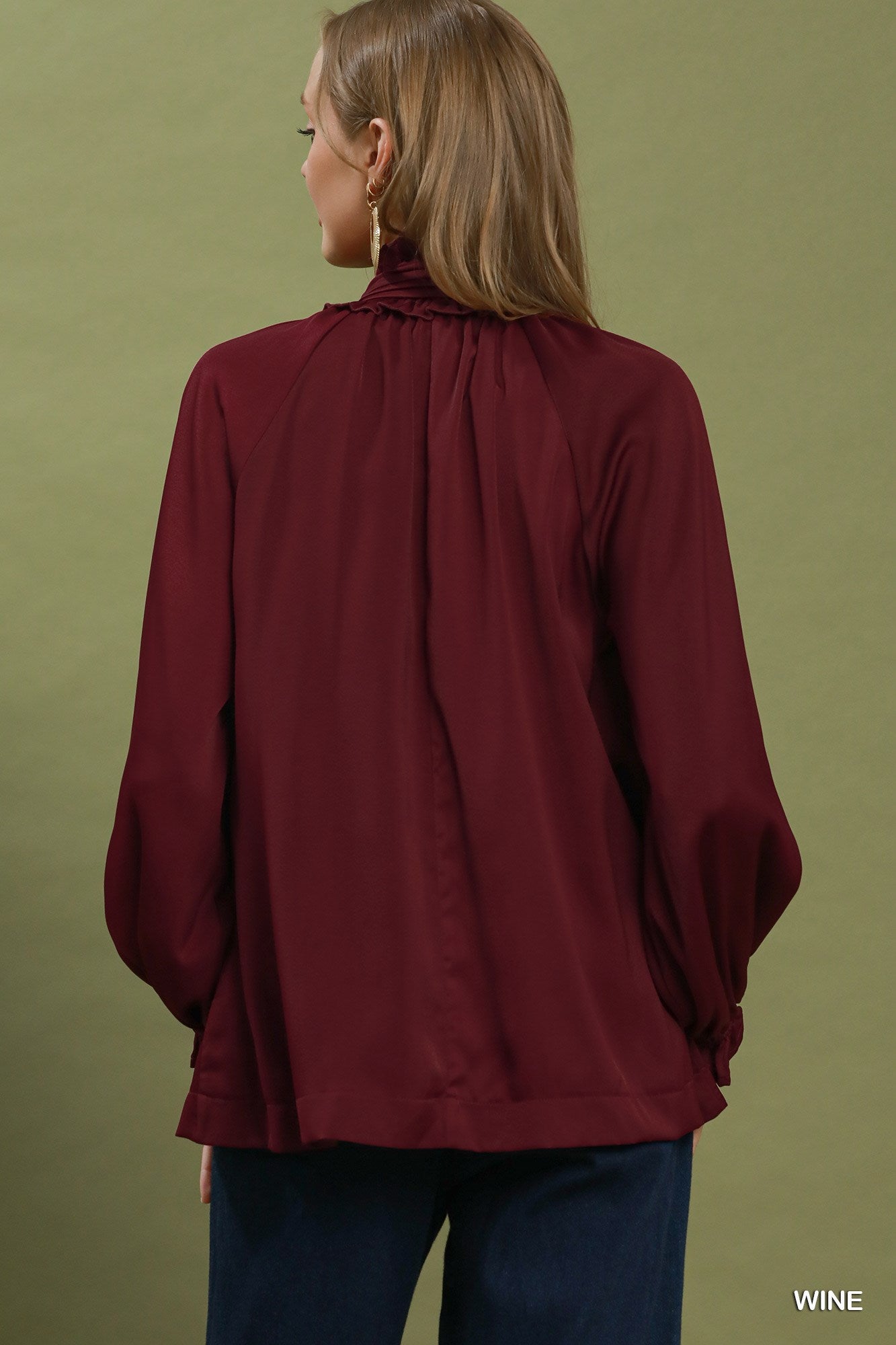 Etta Tie Neck Ruffle Blouse