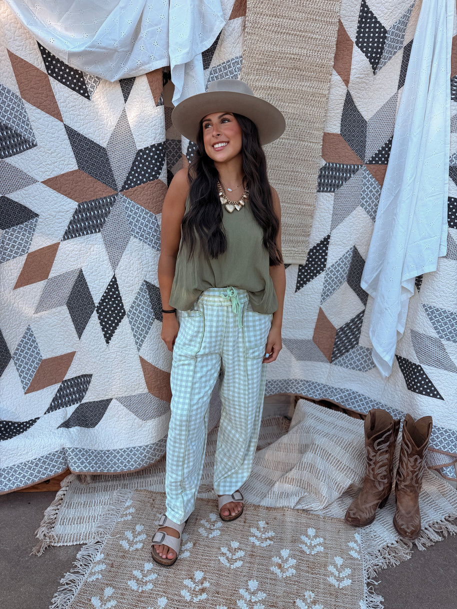 Softie Check Barrell Pants