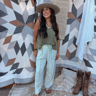 Softie Check Barrell Pants