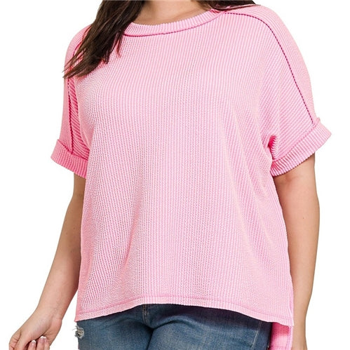 Basic Ribbed Tee Plus