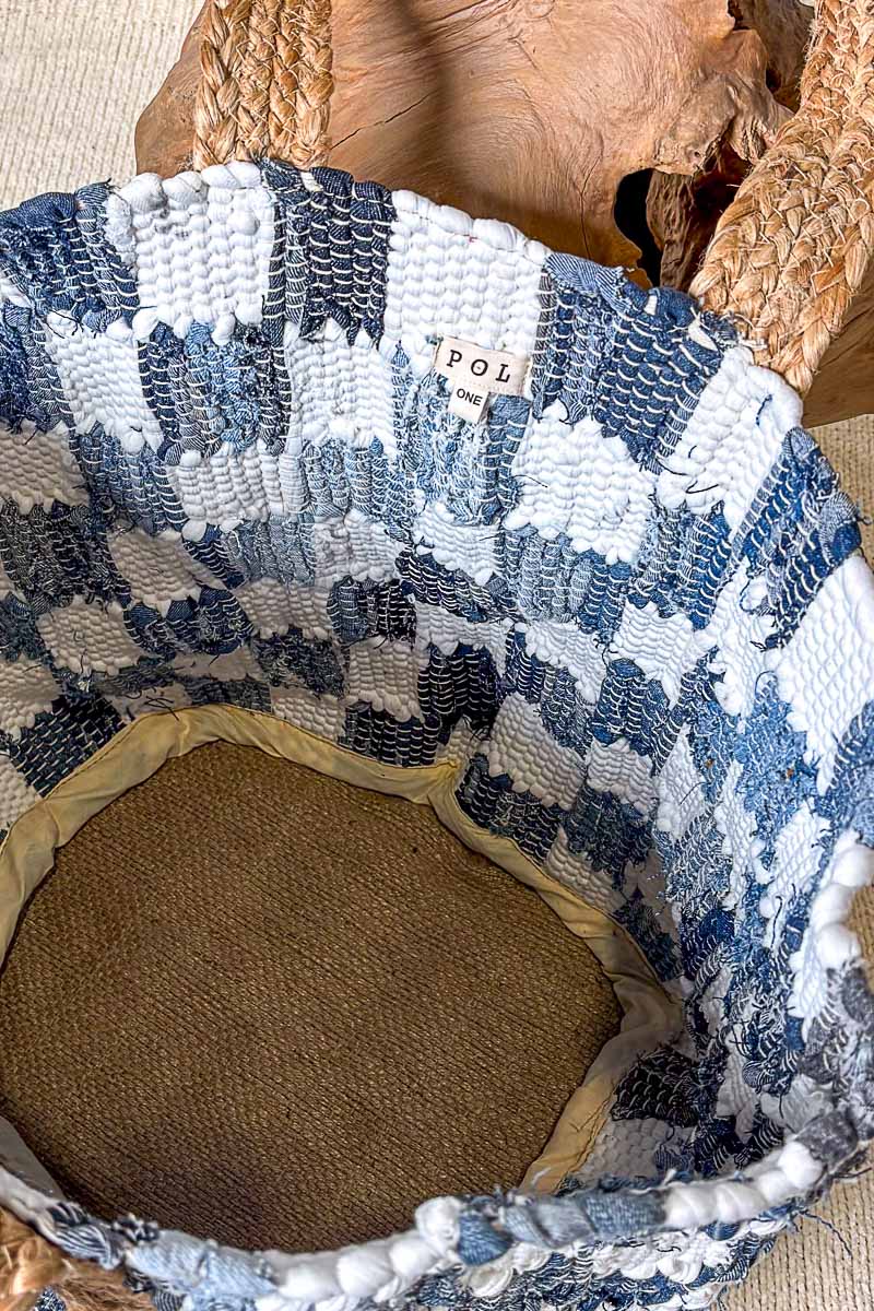 Denim Checkered Tote Bag