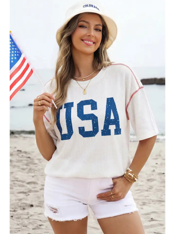 RIbbed USA Raglan