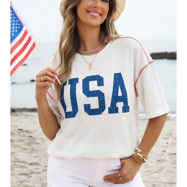 RIbbed USA Raglan