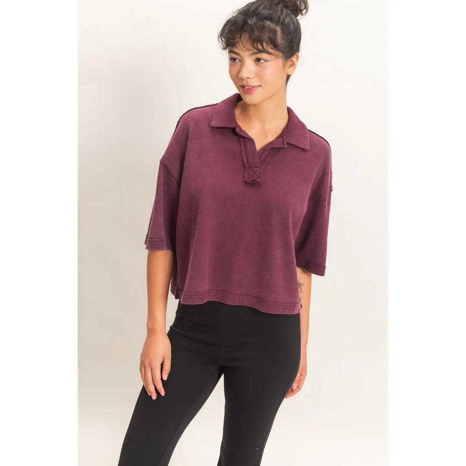 Henley Collared Top