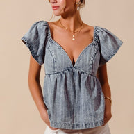 Stripedid Denim Tank