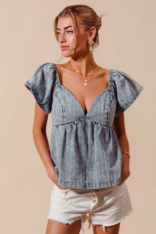 Stripedid Denim Tank