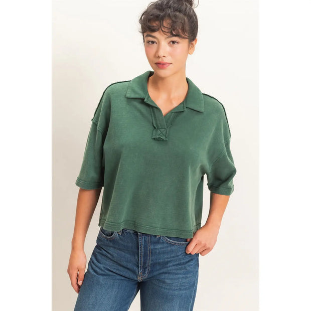 Henley Collared Top