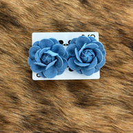 Denim Rose Earrings