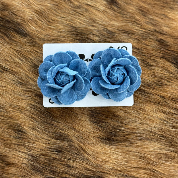 Denim Rose Earrings