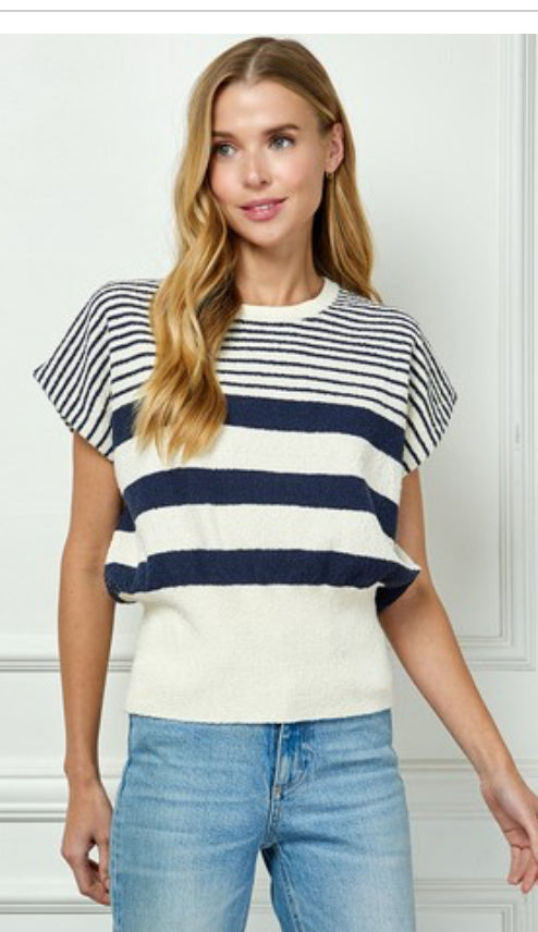 Navy Stripe Sweater Top