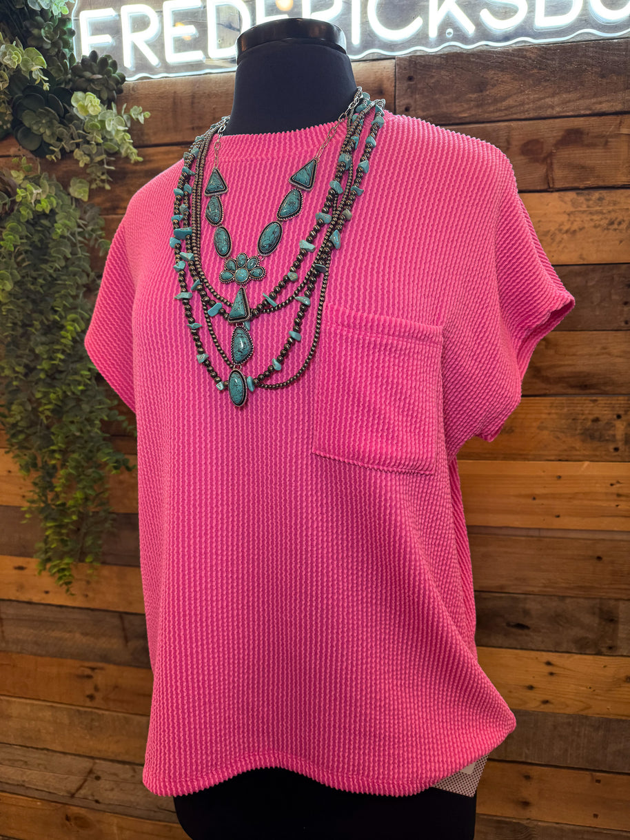 Candie Ribbed Pocket Tee