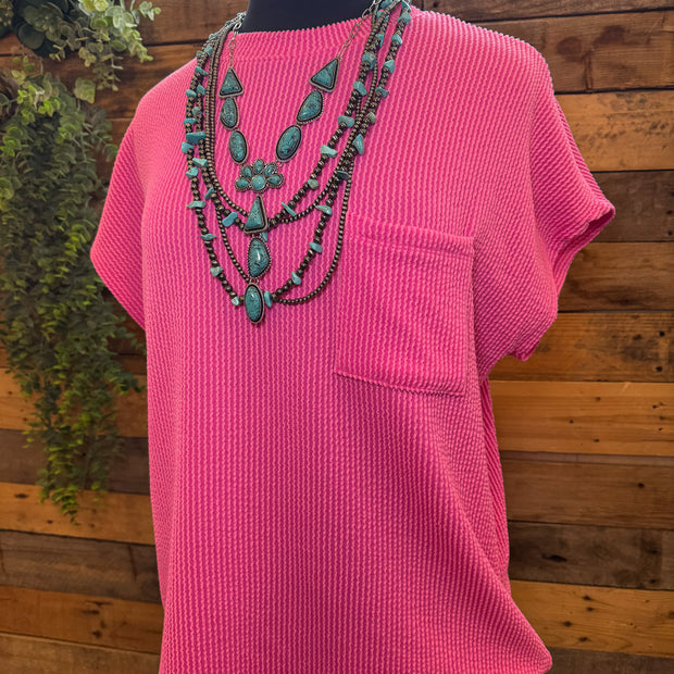 Candie Ribbed Pocket Tee
