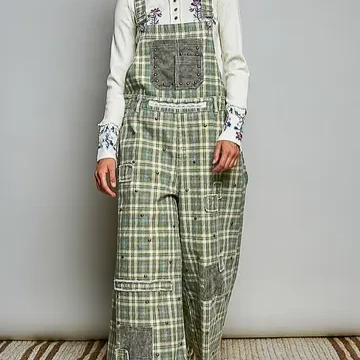 Vintage Wash Plaid Overalls
