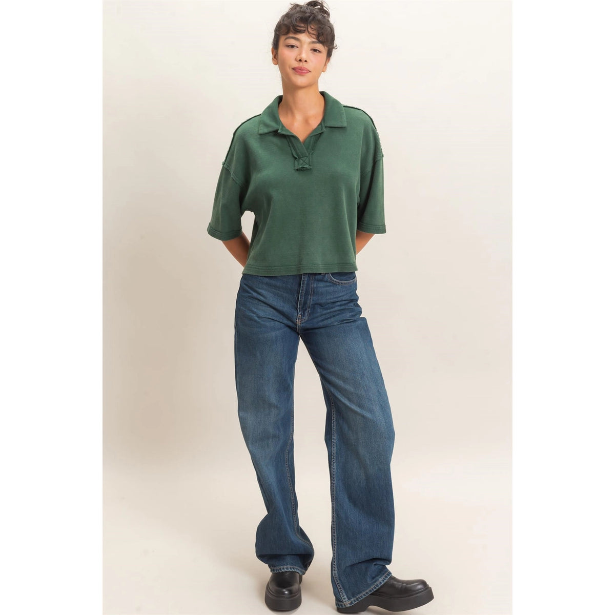 Henley Collared Top