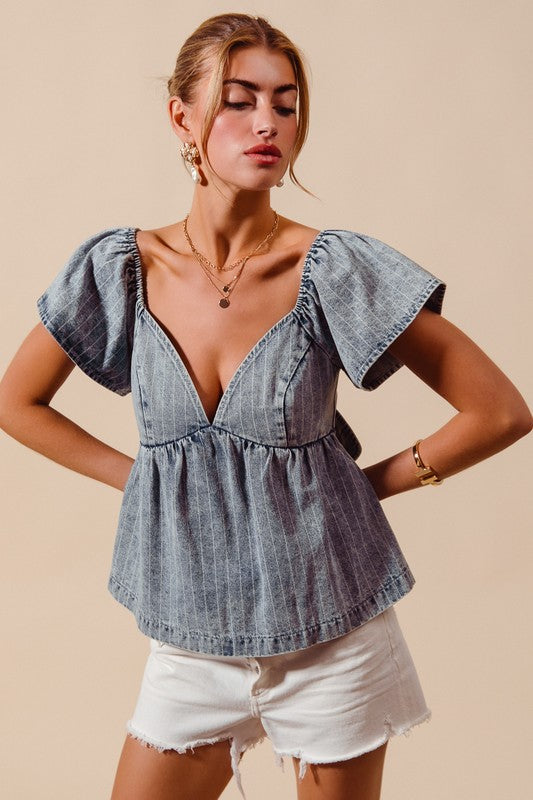 Stripedid Denim Tank