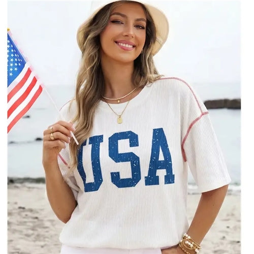 RIbbed USA Raglan