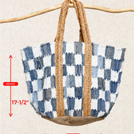 Denim Checkered Tote Bag