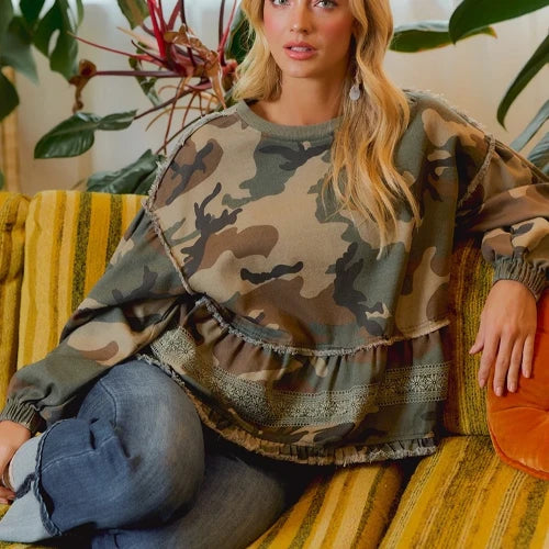 Cami Camo Lace Top