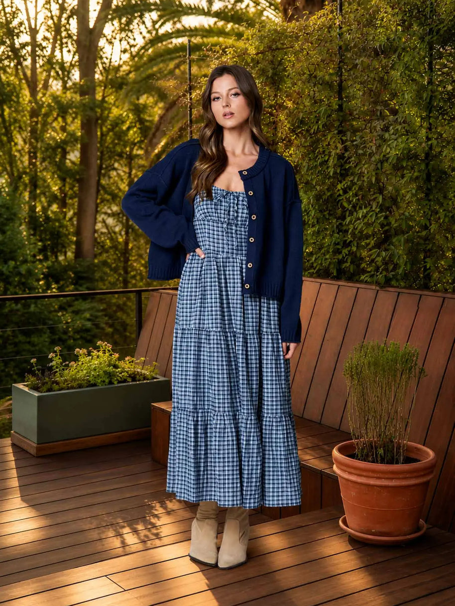 Pepper Plaid Midi Dress